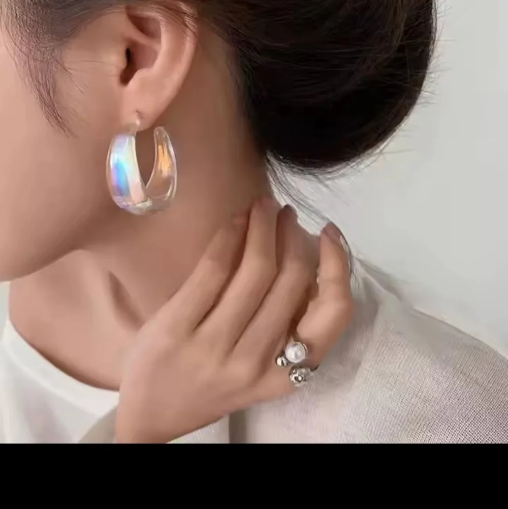 Hoop‎ Earrings Vintage Iridescent Women's Jewelry New f91